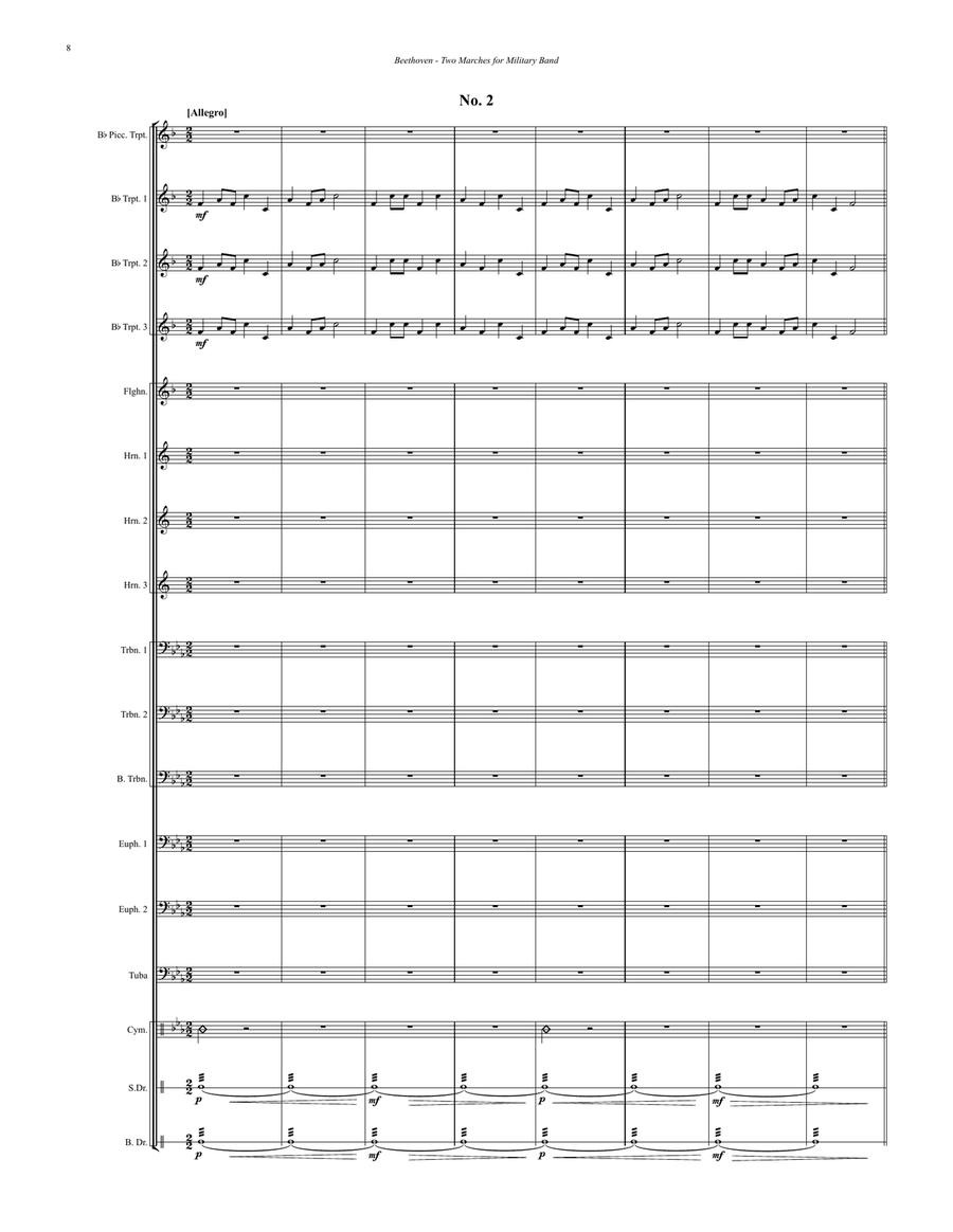 Two Marches for Military Band arranged for Brass Ensemble and Percussion Percussion scores gallery preview page 4