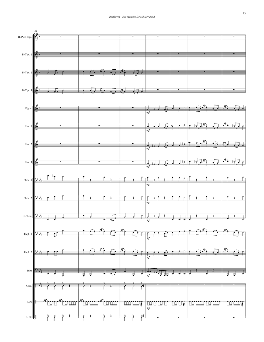 Two Marches for Military Band arranged for Brass Ensemble and Percussion Percussion scores gallery preview page 5