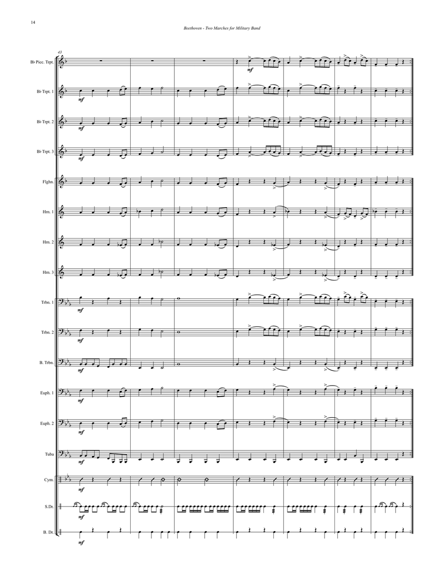 Two Marches for Military Band arranged for Brass Ensemble and Percussion Percussion scores gallery preview page 6