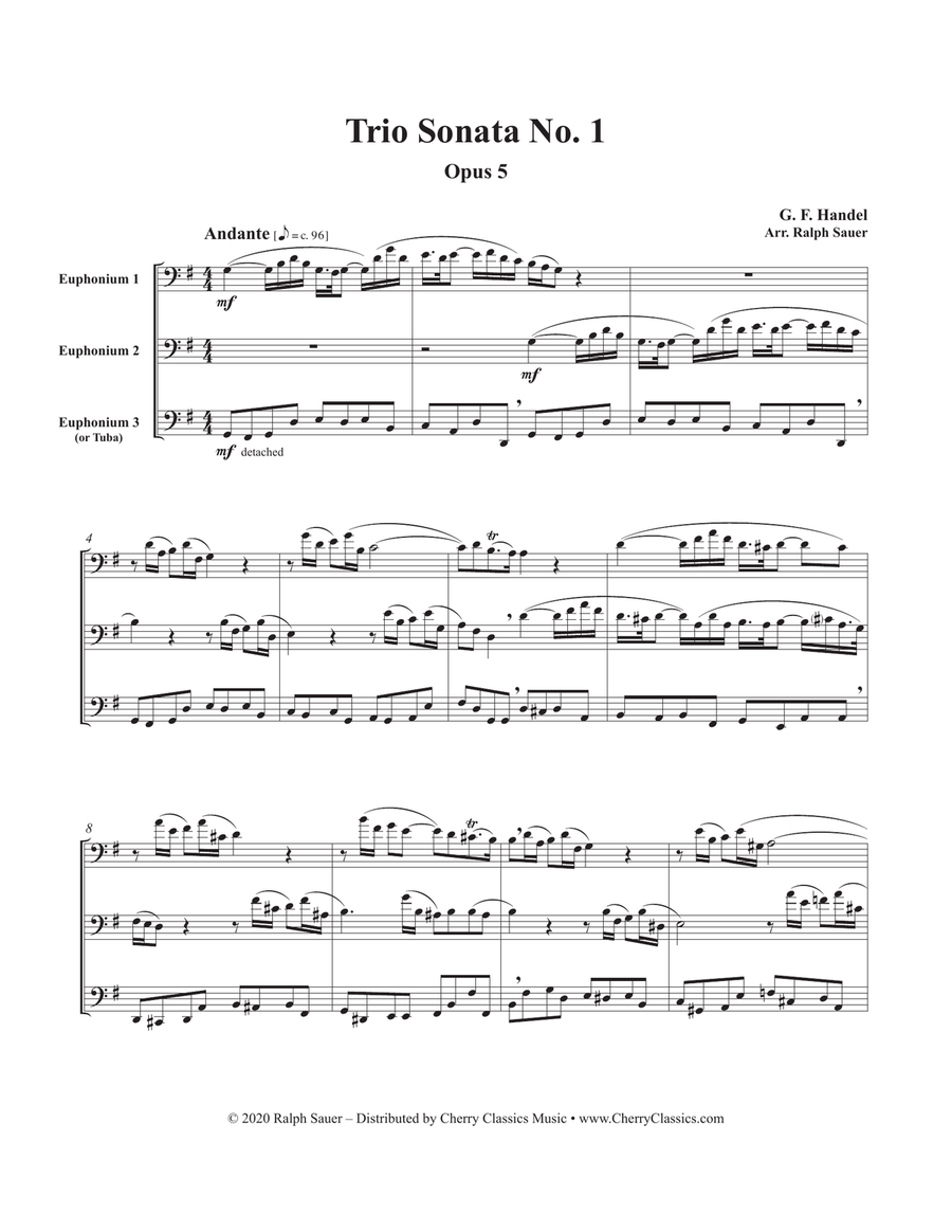 Trio Sonata Op. 5 No. 1 for Euphonium Trio Brass Trio scores gallery preview page 2