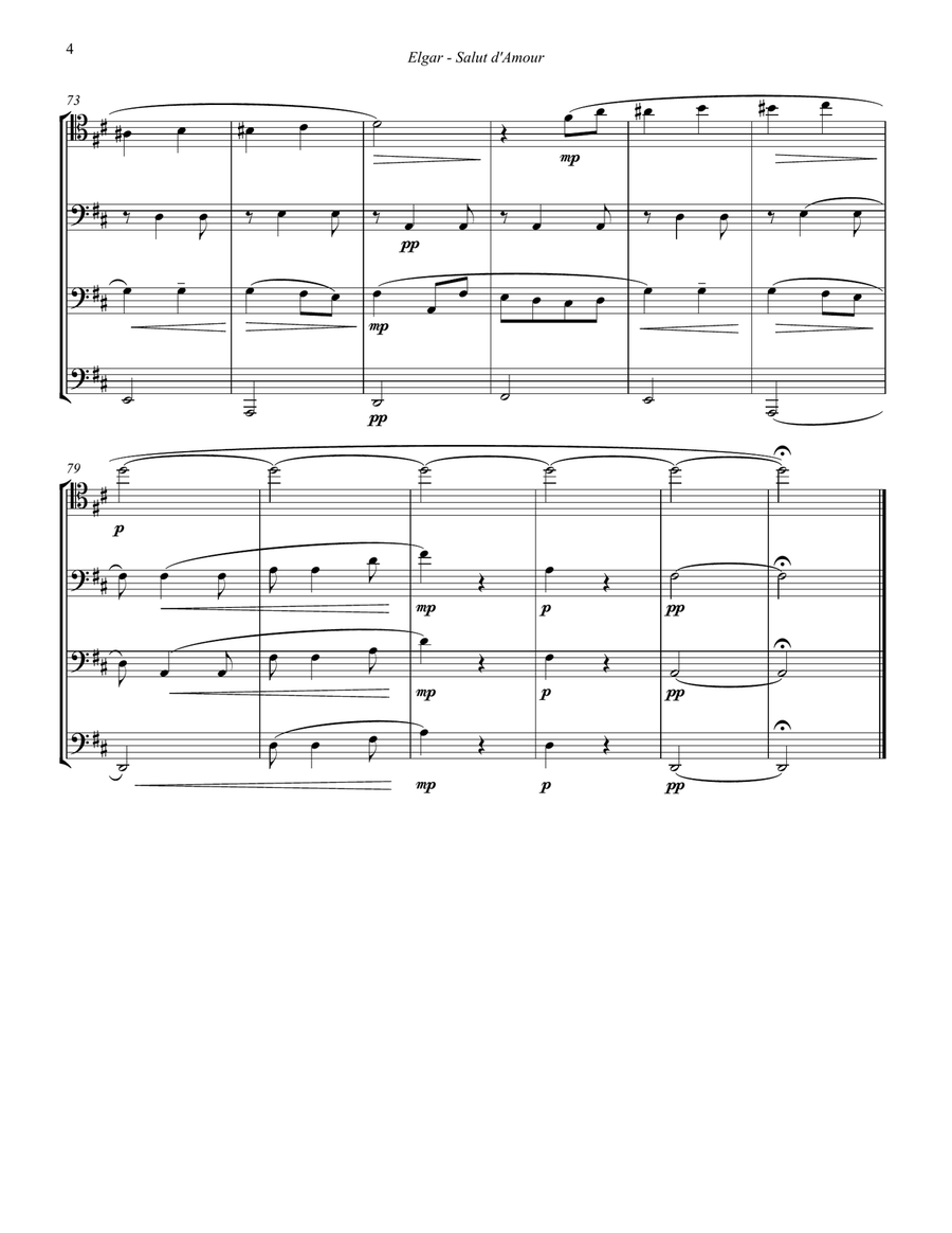 Salut d’Amour for Trombone Quartet Trombone Quartet scores gallery preview page 3