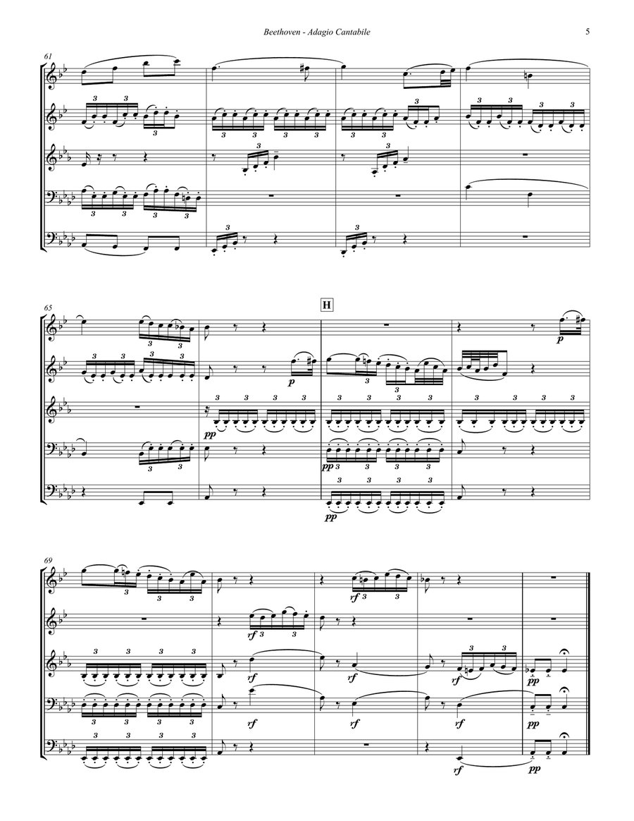 Adagio Cantabile from Sonata No. 8 in C minor for Brass Quintet Brass Quintet scores gallery preview page 3
