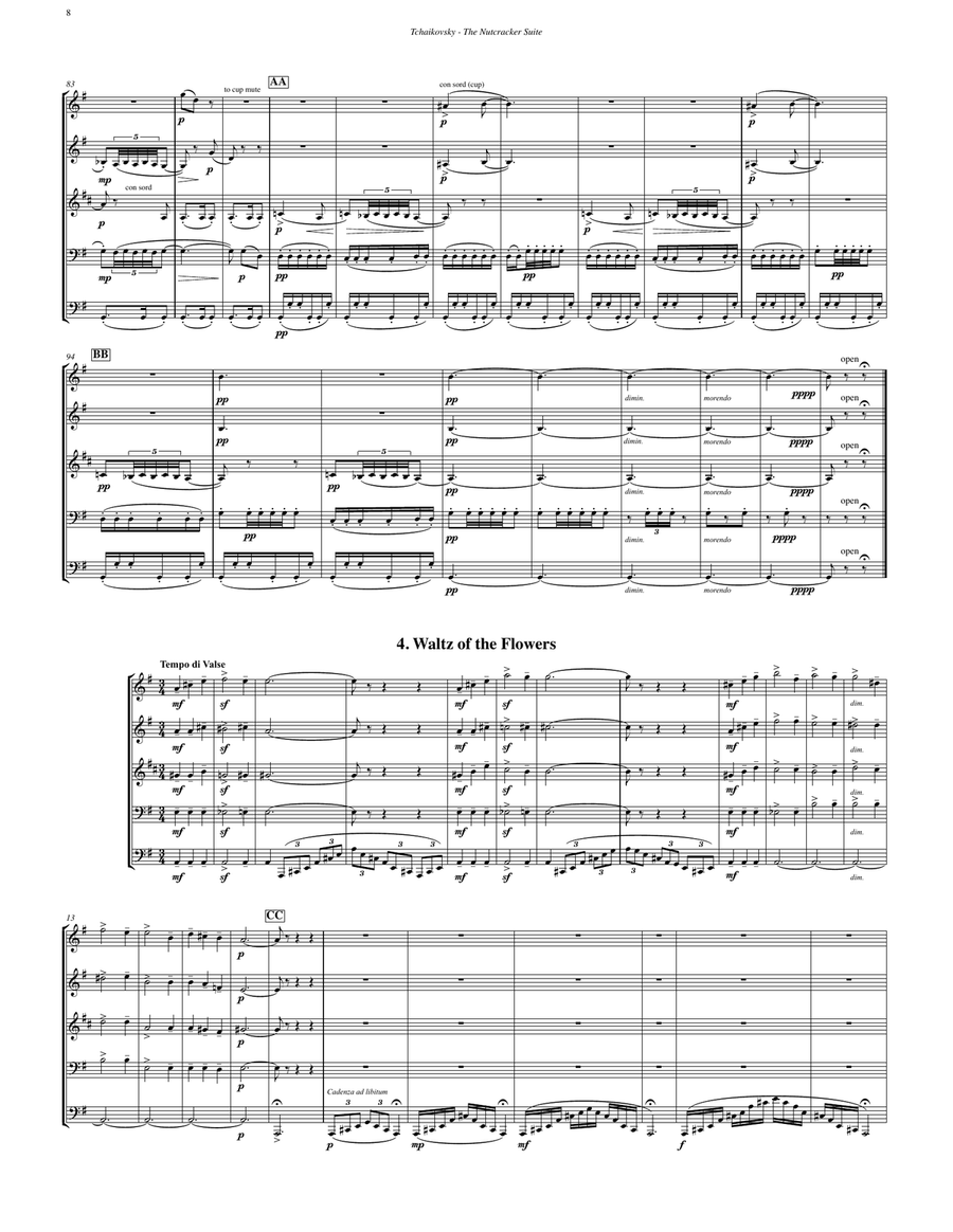 The Nutcracker Suite for Brass Quintet Brass Quintet scores gallery preview page 5