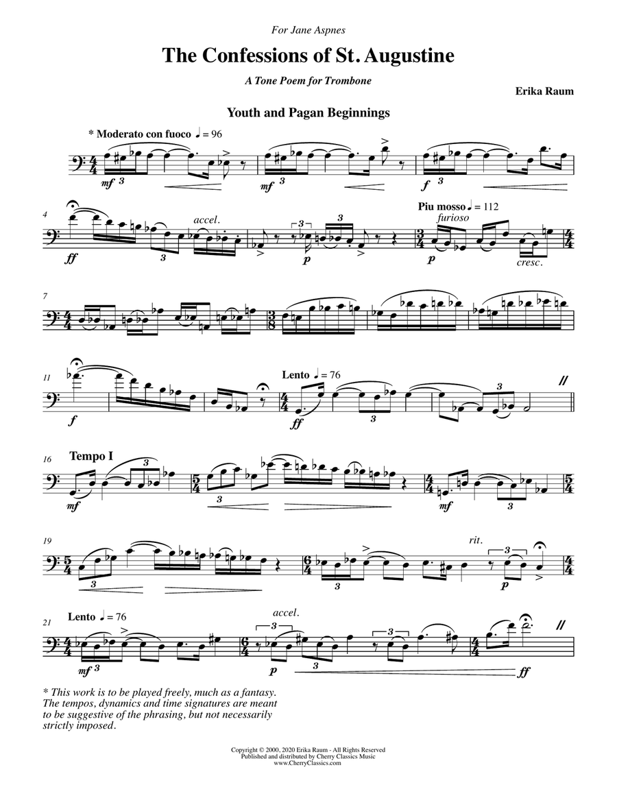 The Confessions of St. Augustine for Solo Trombone Trombone scores gallery preview page 3