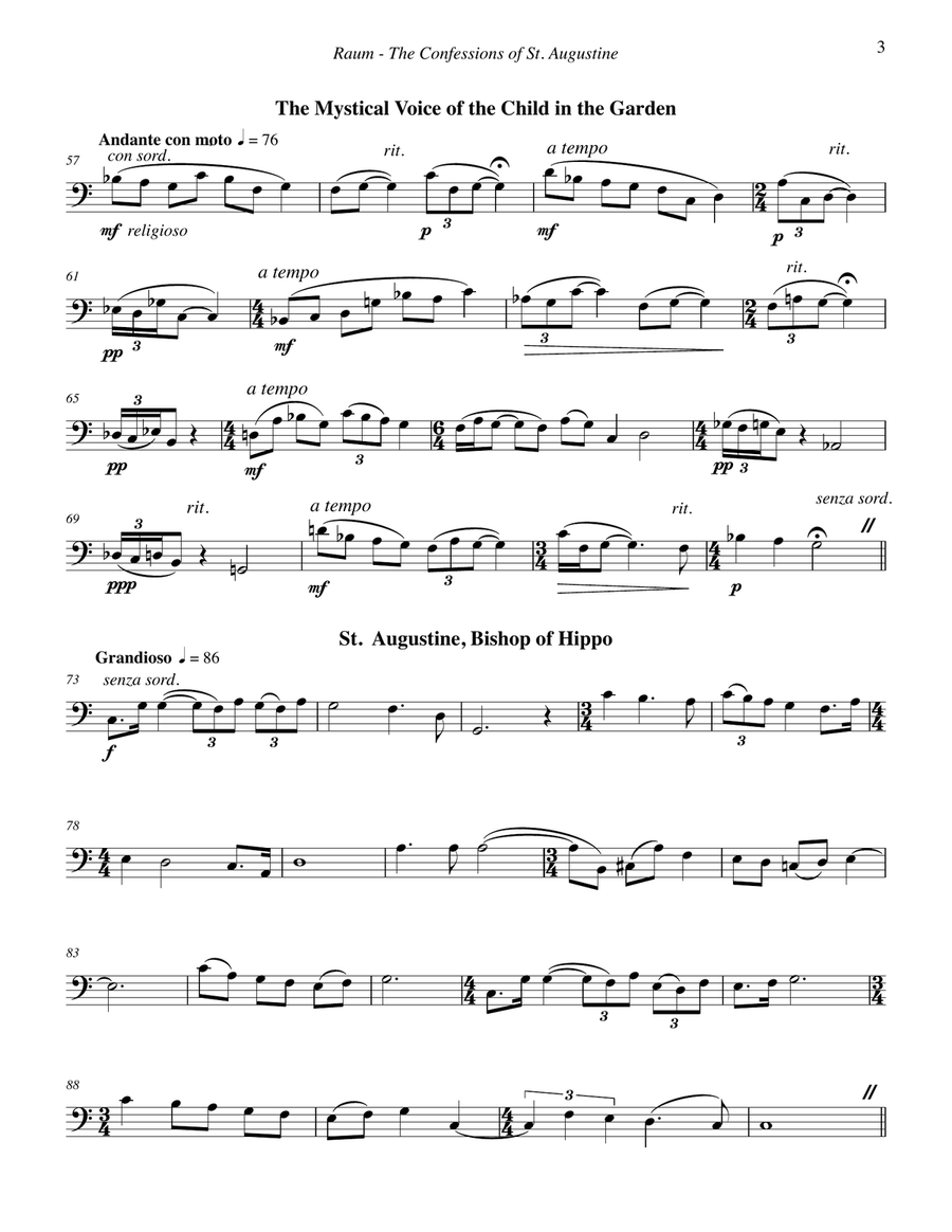 The Confessions of St. Augustine for Solo Trombone Trombone scores gallery preview page 4