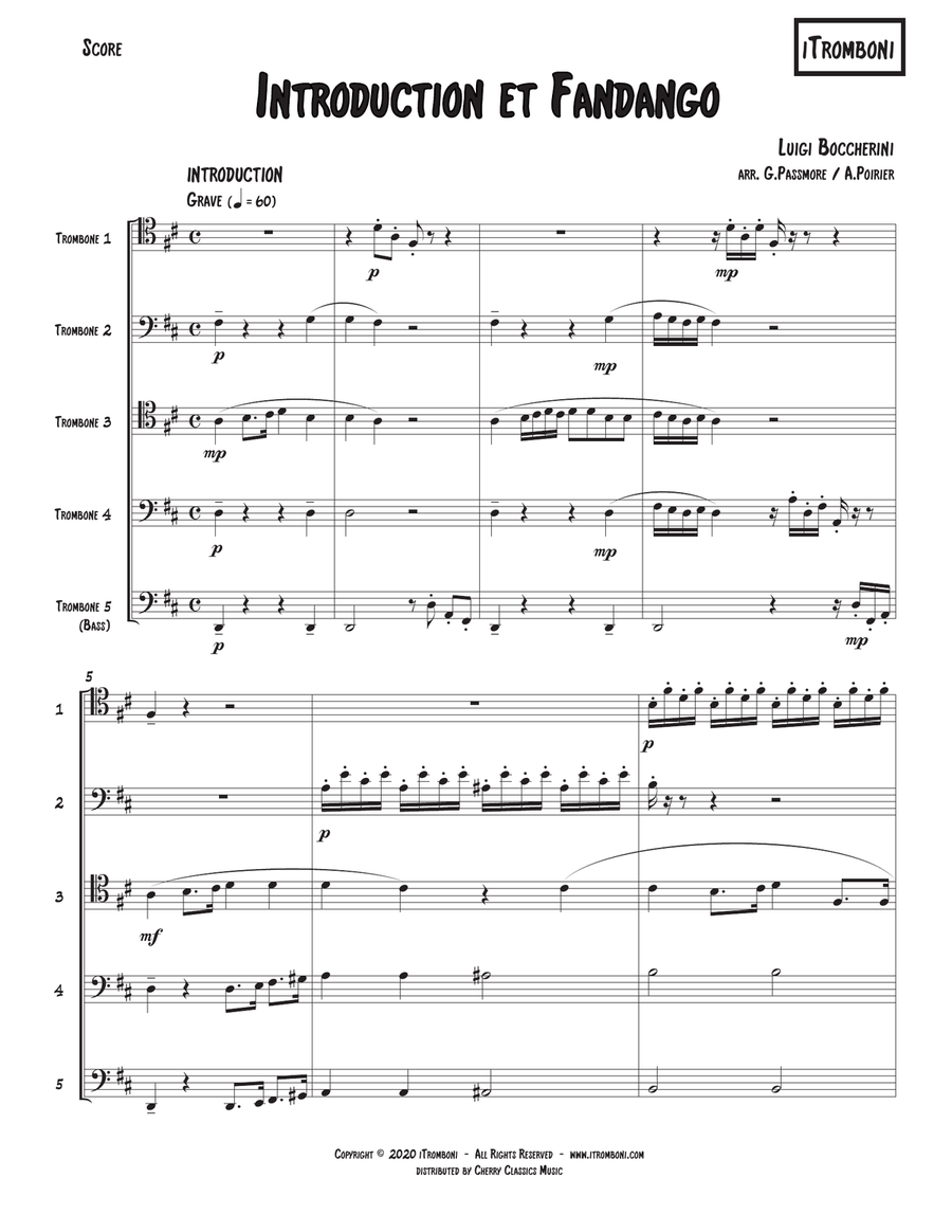 Introduction et Fandango for Trombone Quintet Trombone scores gallery preview page 3