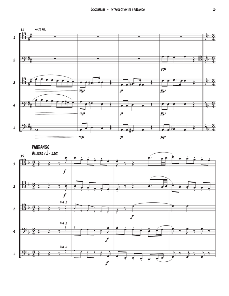 Introduction et Fandango for Trombone Quintet Trombone scores gallery preview page 4
