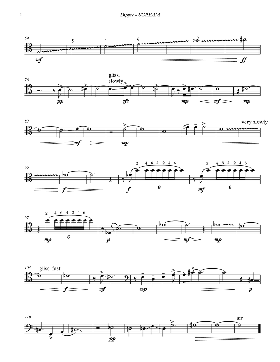 SCREAM for Trombone & electronic recording Trombone scores gallery preview page 4