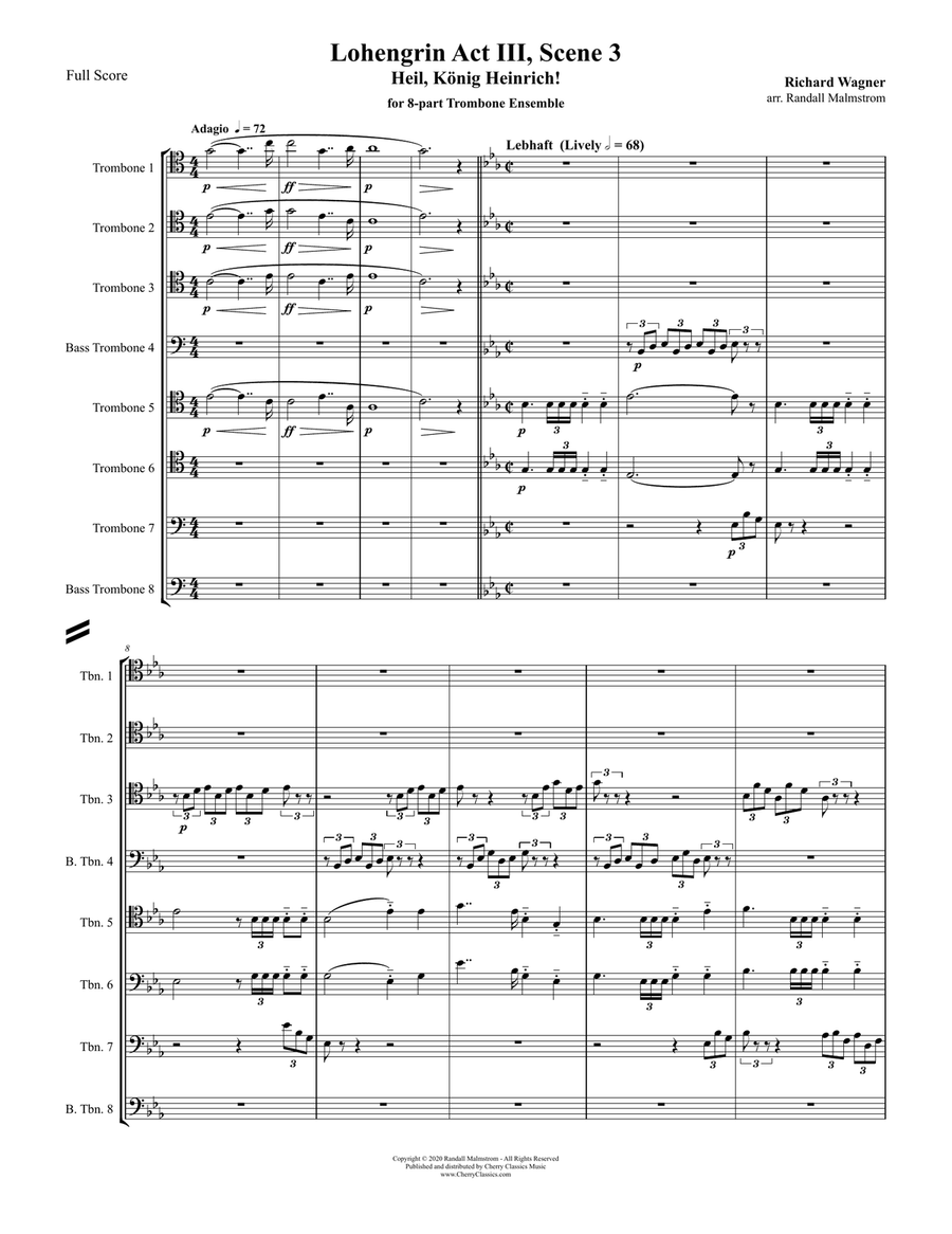 Prelude to Act III from Lohengrin for 11-part Brass Ensemble and Timpani Percussion scores gallery preview page 2