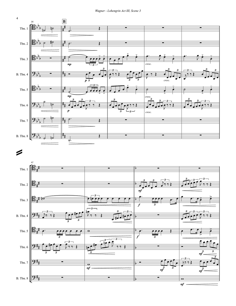 Prelude to Act III from Lohengrin for 11-part Brass Ensemble and Timpani Percussion scores gallery preview page 3
