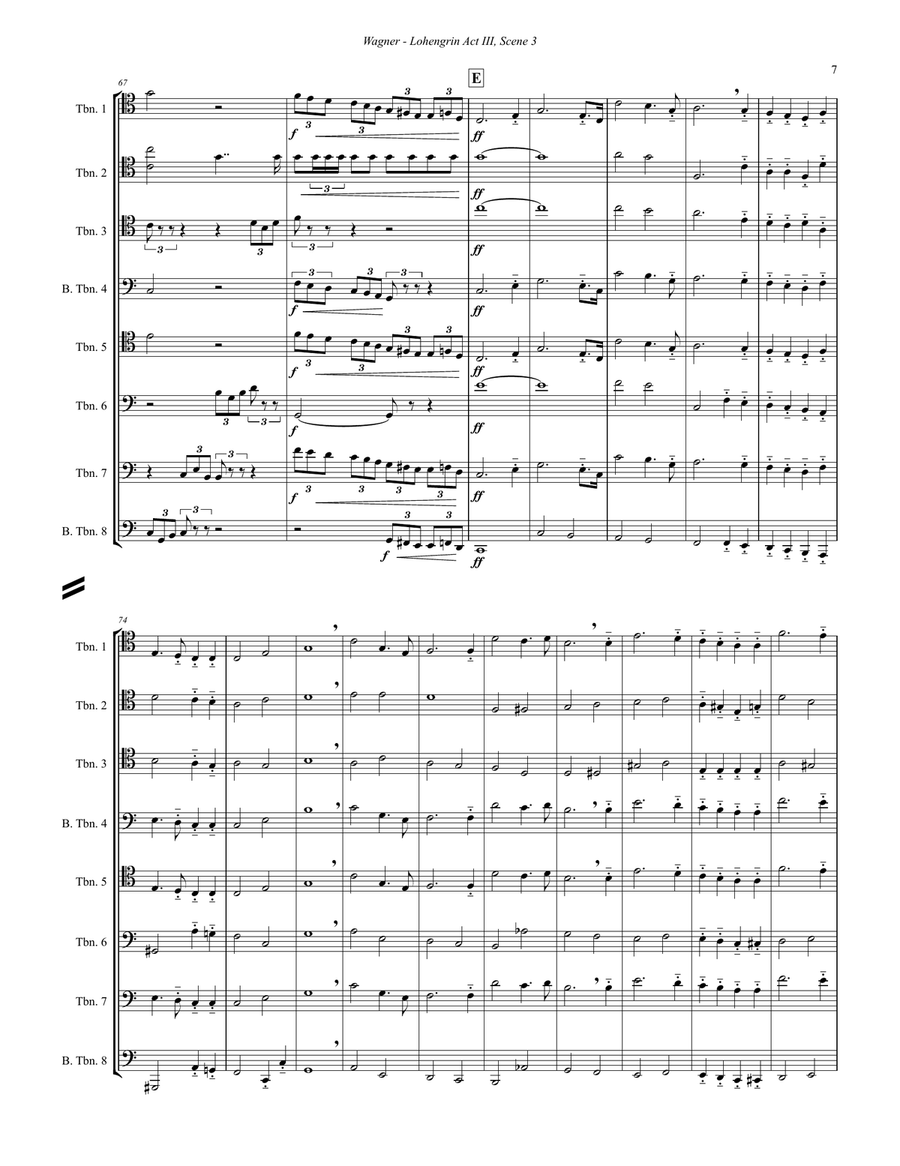 Prelude to Act III from Lohengrin for 11-part Brass Ensemble and Timpani Percussion scores gallery preview page 4