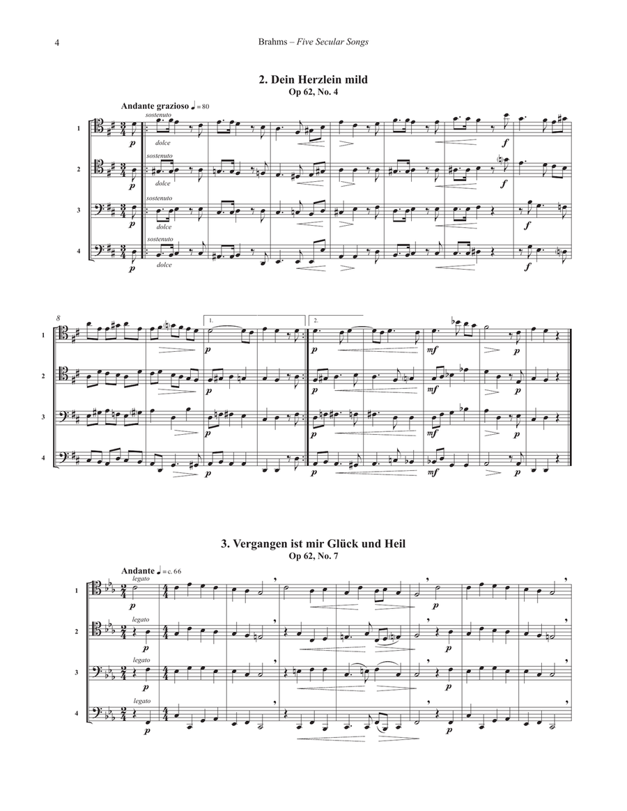 Five Secular Songs for Trombone Quartet Trombone Quartet scores gallery preview page 3