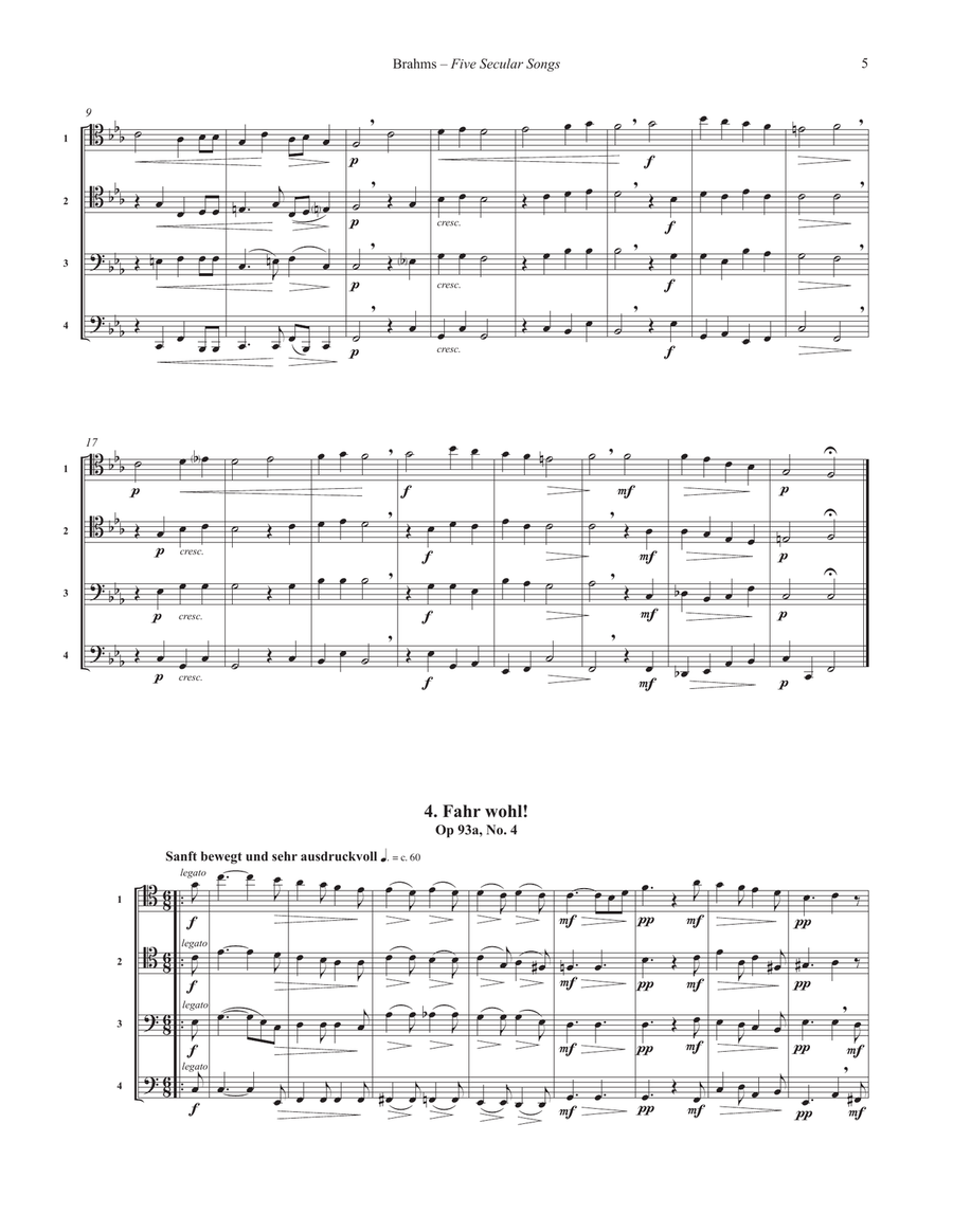 Five Secular Songs for Trombone Quartet Trombone Quartet scores gallery preview page 4