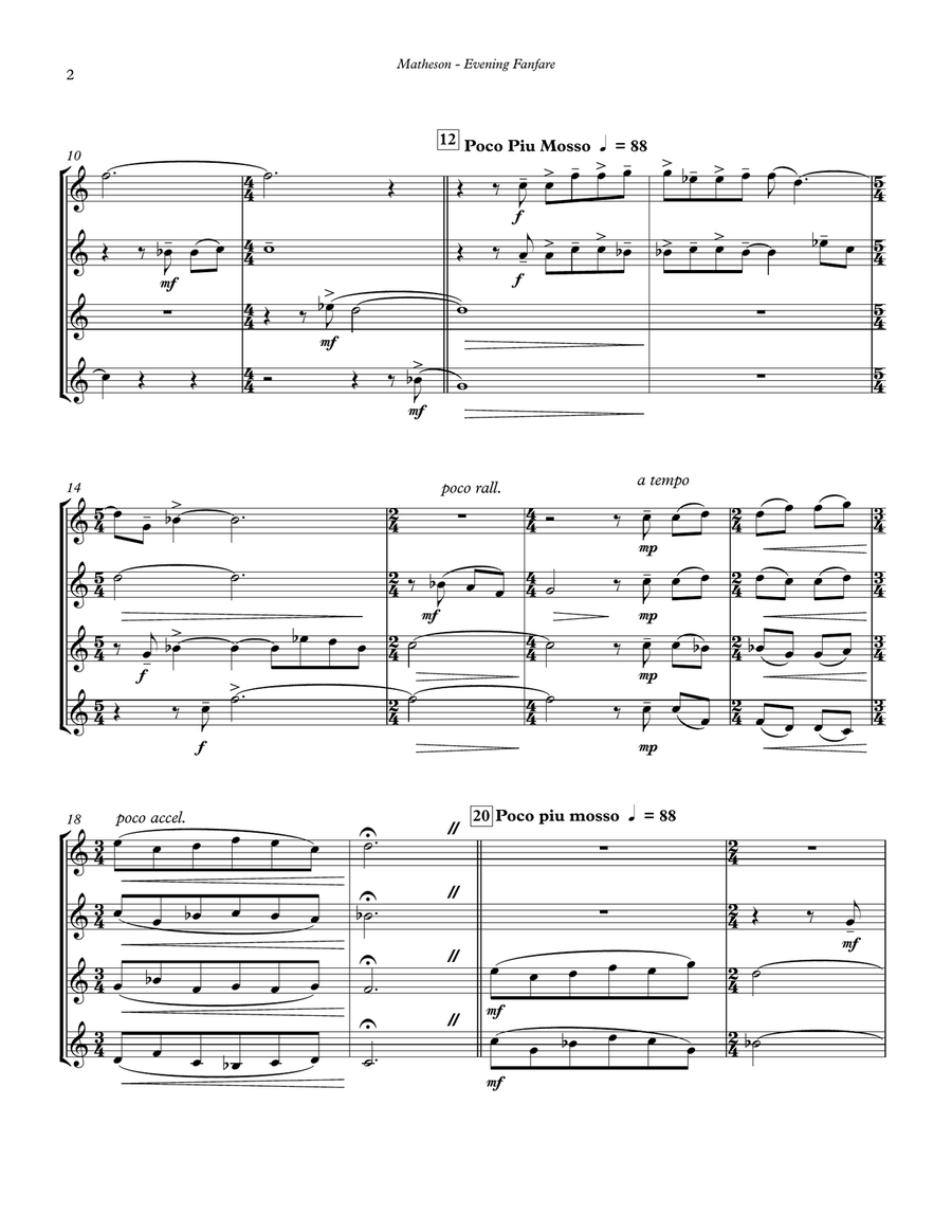 Evening Fanfare for Four Trumpets Trumpet scores gallery preview page 3
