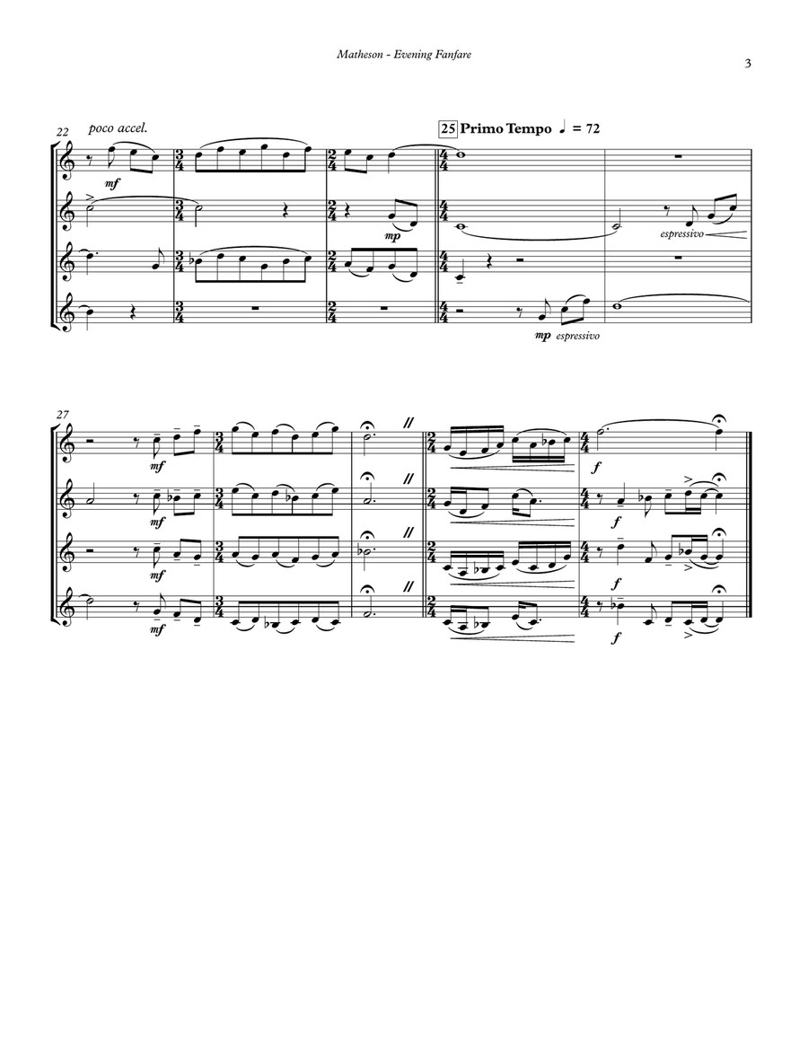 Evening Fanfare for Four Trumpets Trumpet scores gallery preview page 4