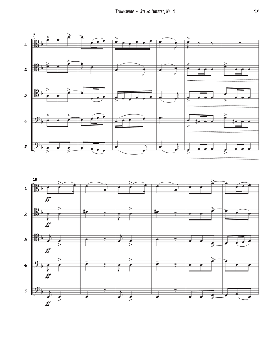Two Movements from String Quartet No. 1 for Trombone Quintet Trombone scores gallery preview page 4