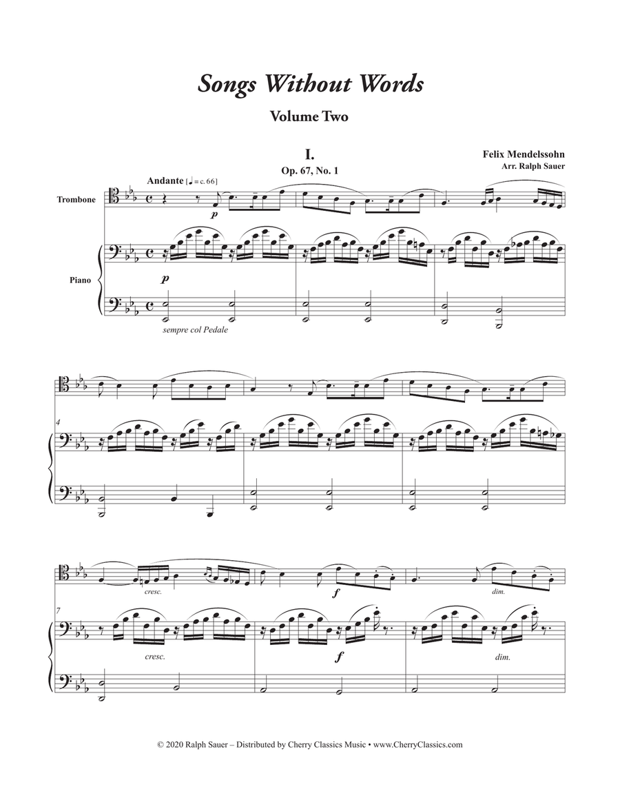 Songs Without Words for Trombone & Piano, Volume II Piano Accompaniment scores gallery preview page 2