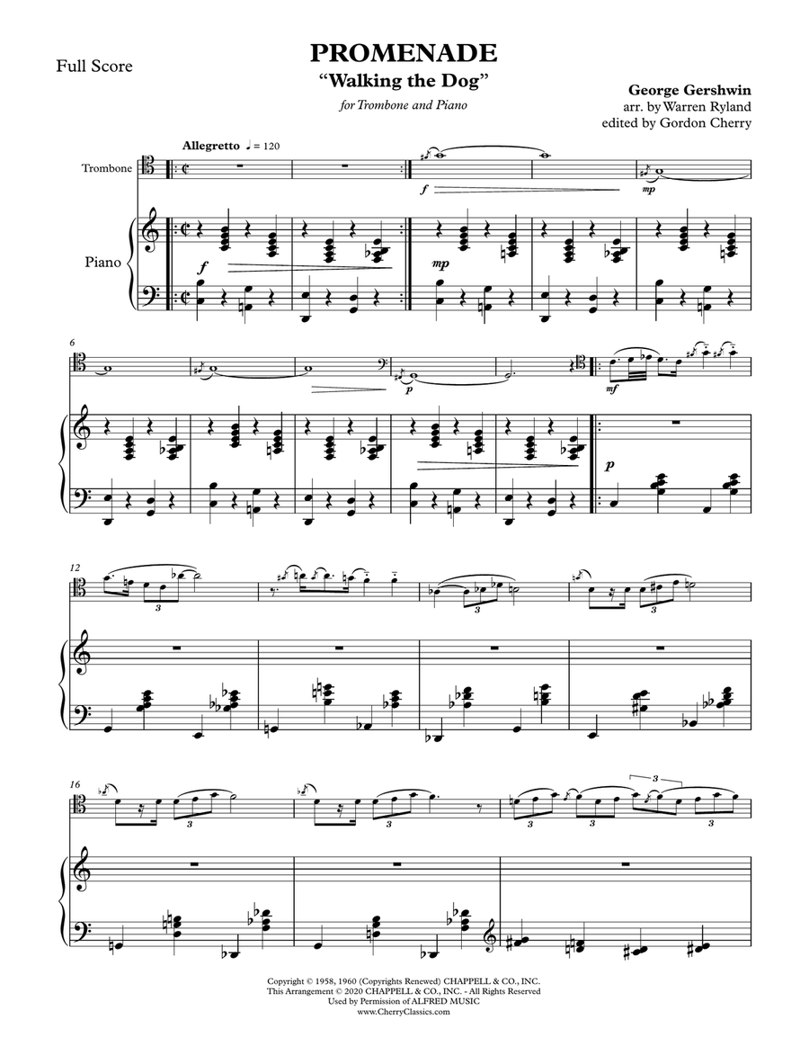 Promenade - Walking the Dog for Trombone and Piano Piano Accompaniment scores gallery preview page 2