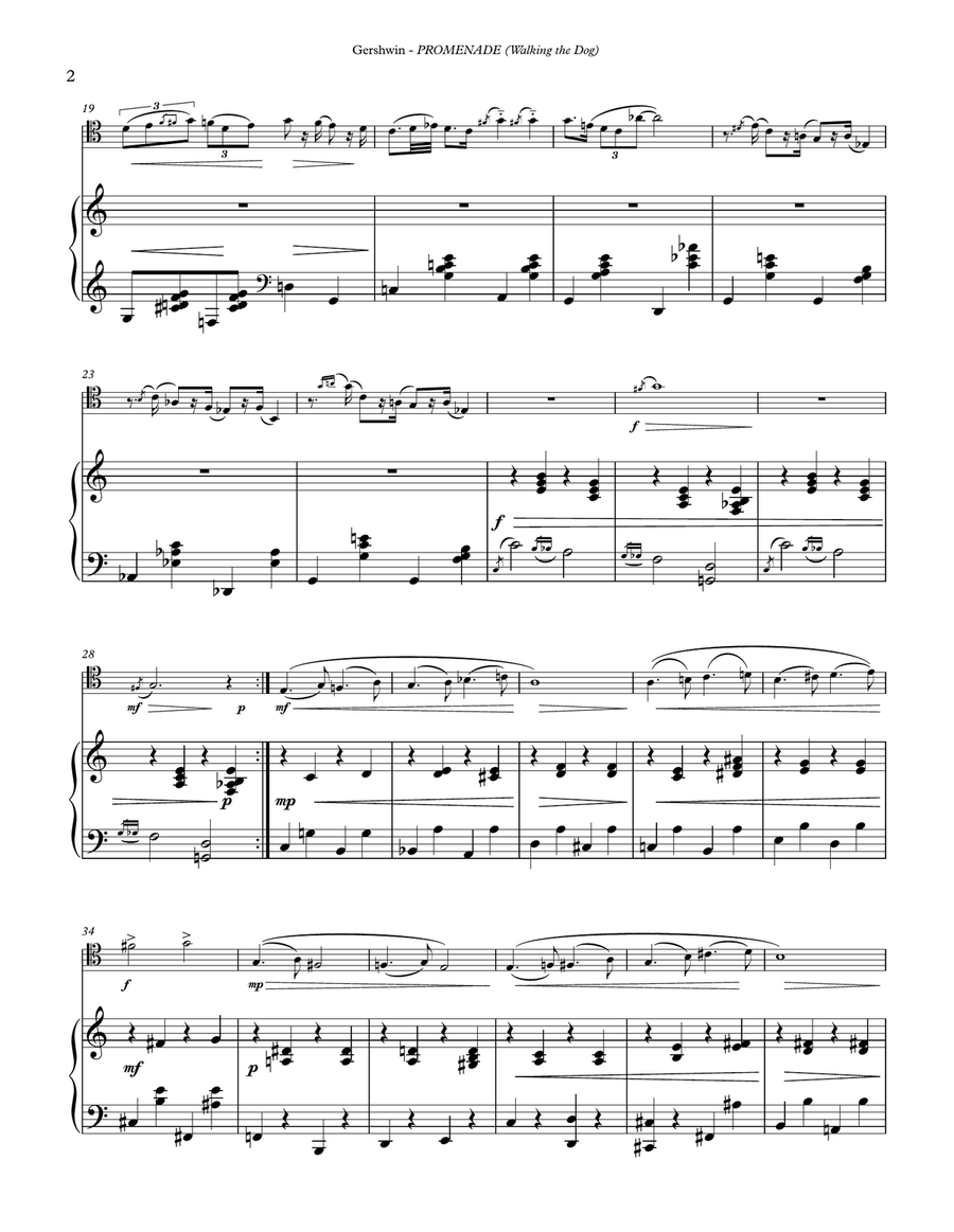 Promenade - Walking the Dog for Trombone and Piano Piano Accompaniment scores gallery preview page 3