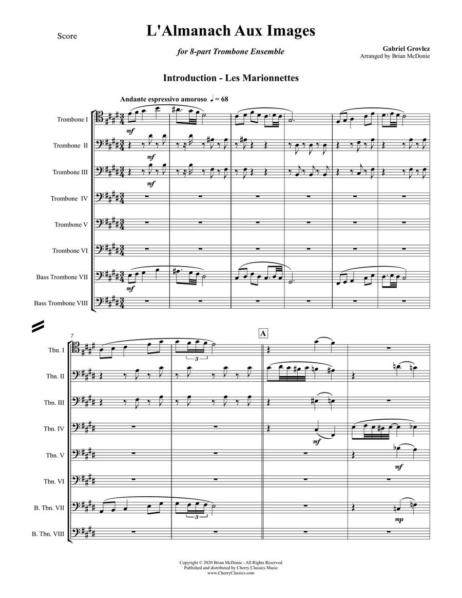 L’Almanach Aux Images for 8-part Trombone Ensemble Trombone scores gallery preview page 2