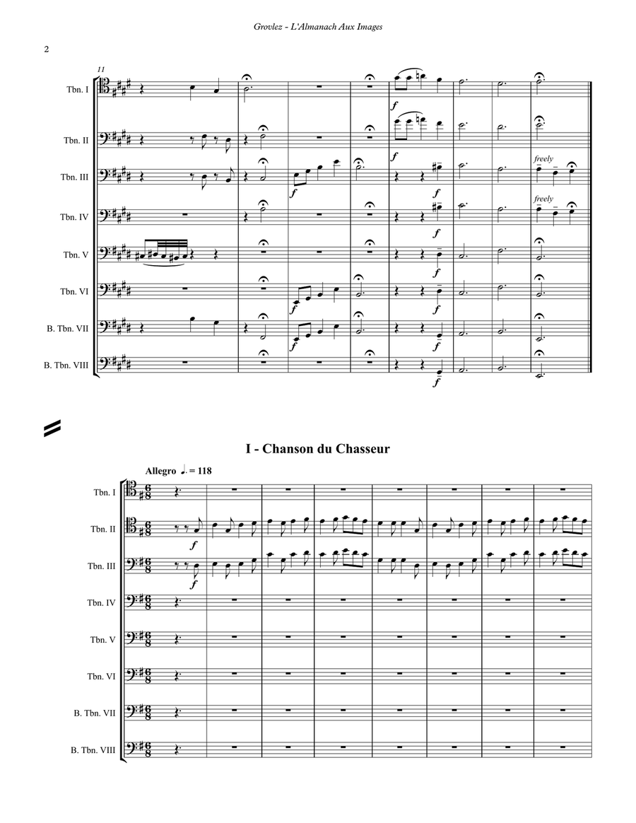 L’Almanach Aux Images for 8-part Trombone Ensemble Trombone scores gallery preview page 3
