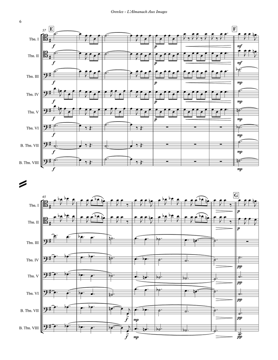 L’Almanach Aux Images for 8-part Trombone Ensemble Trombone scores gallery preview page 4