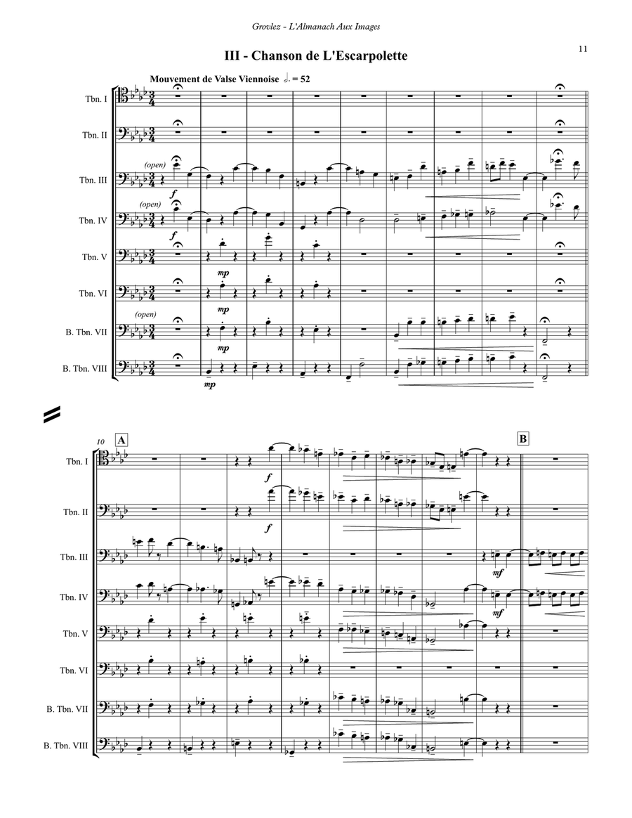 L’Almanach Aux Images for 8-part Trombone Ensemble Trombone scores gallery preview page 6