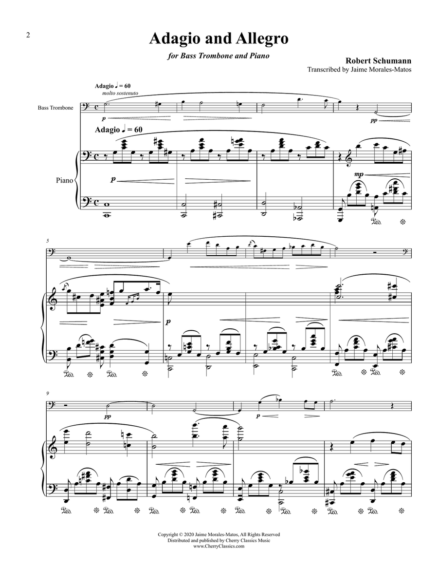 Adagio and Allegro for Bass Trombone and Piano Bass Trombone scores gallery preview page 2