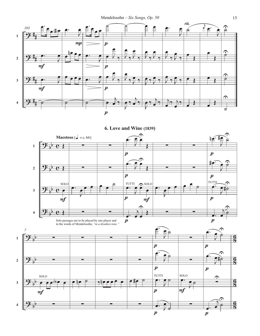 Six Songs, Op. 50 for 4-part Trombone Ensemble 4-Part scores gallery preview page 7