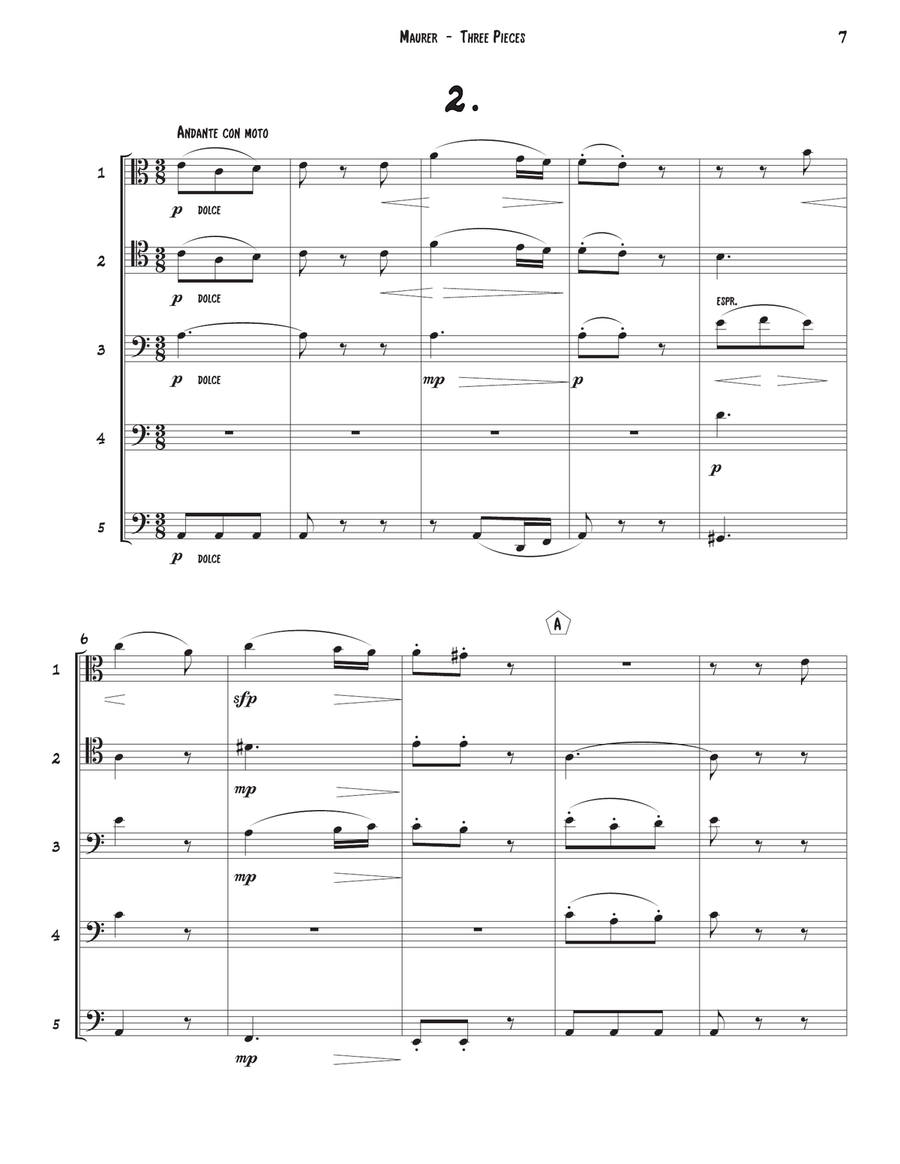Three Pieces for Trombone Quintet Trombone scores gallery preview page 4