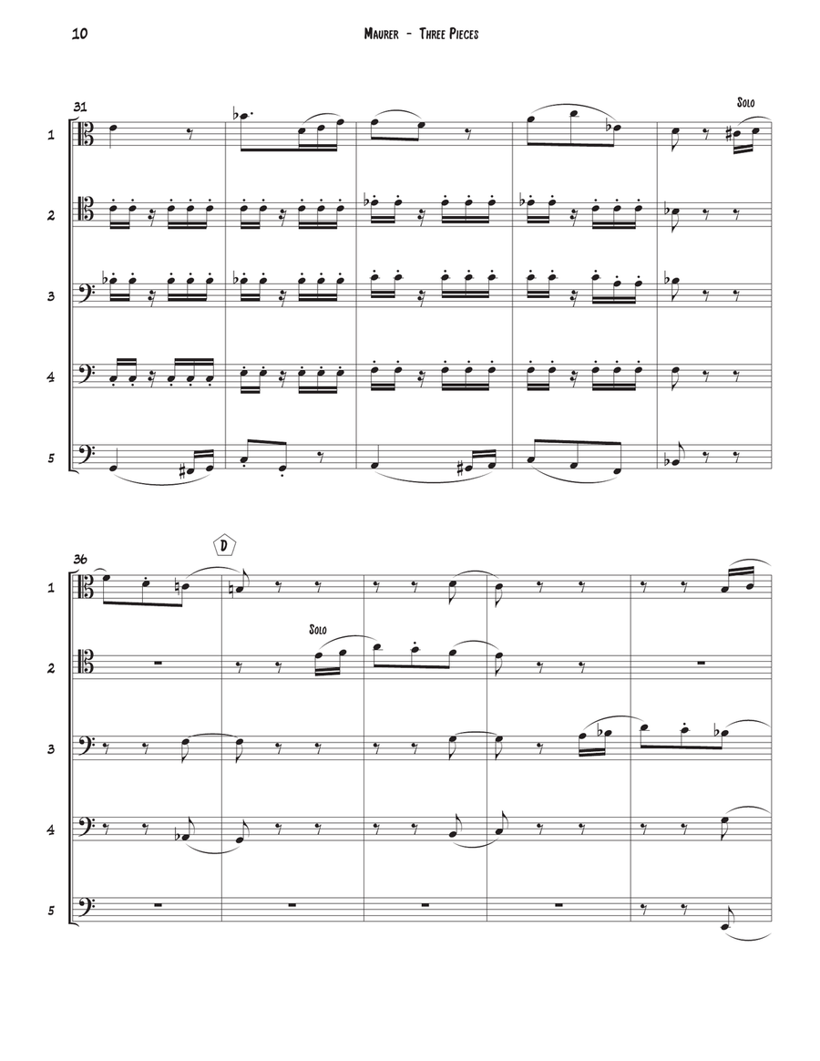 Three Pieces for Trombone Quintet Trombone scores gallery preview page 5