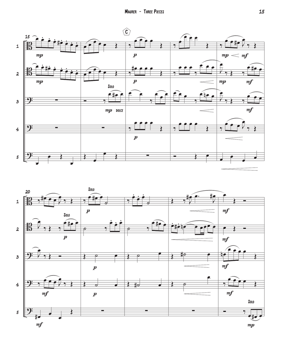 Three Pieces for Trombone Quintet Trombone scores gallery preview page 6