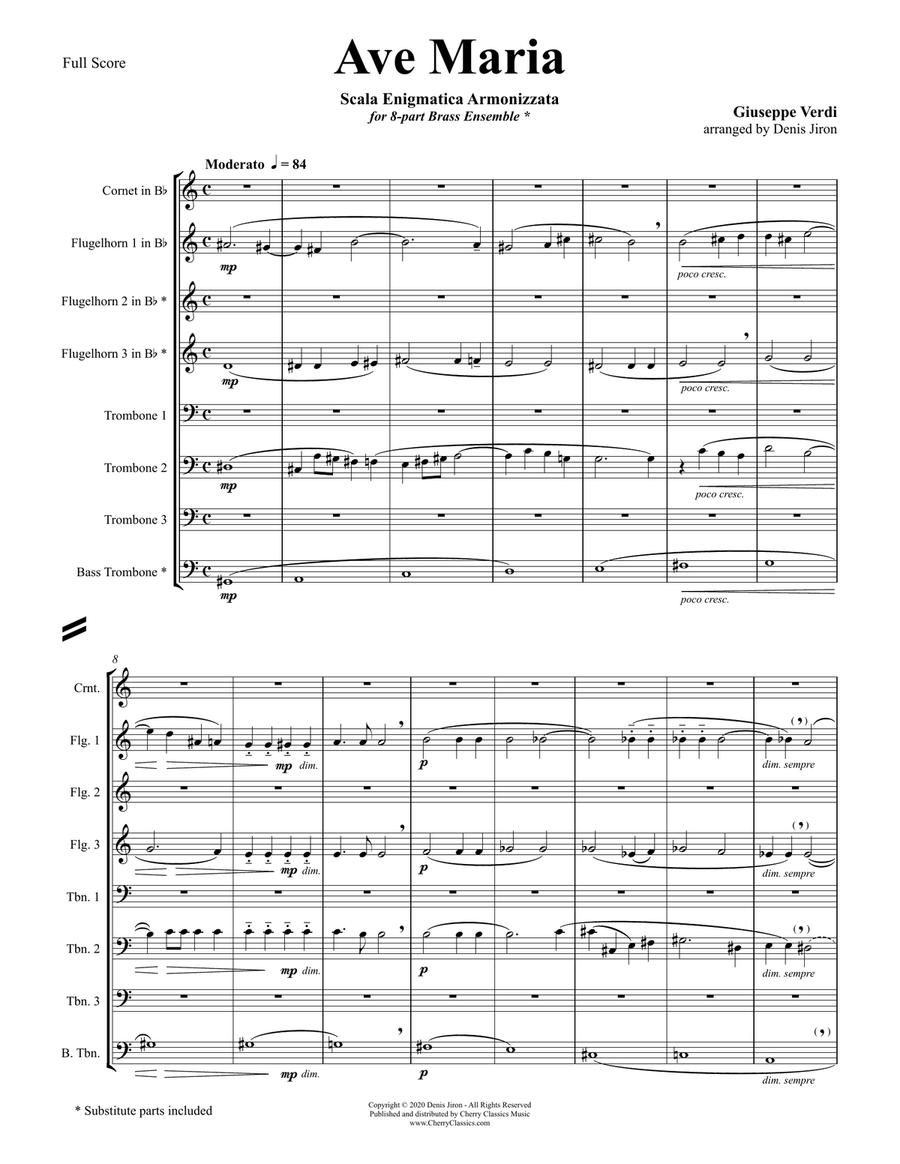 Ave Maria for 8-part Brass Ensemble Choir scores gallery preview page 2