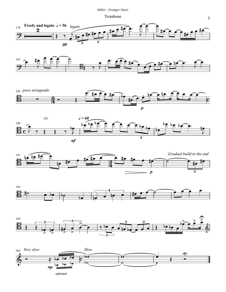 Granger Oasis for Trombone and Piano Piano Accompaniment scores gallery preview page 3