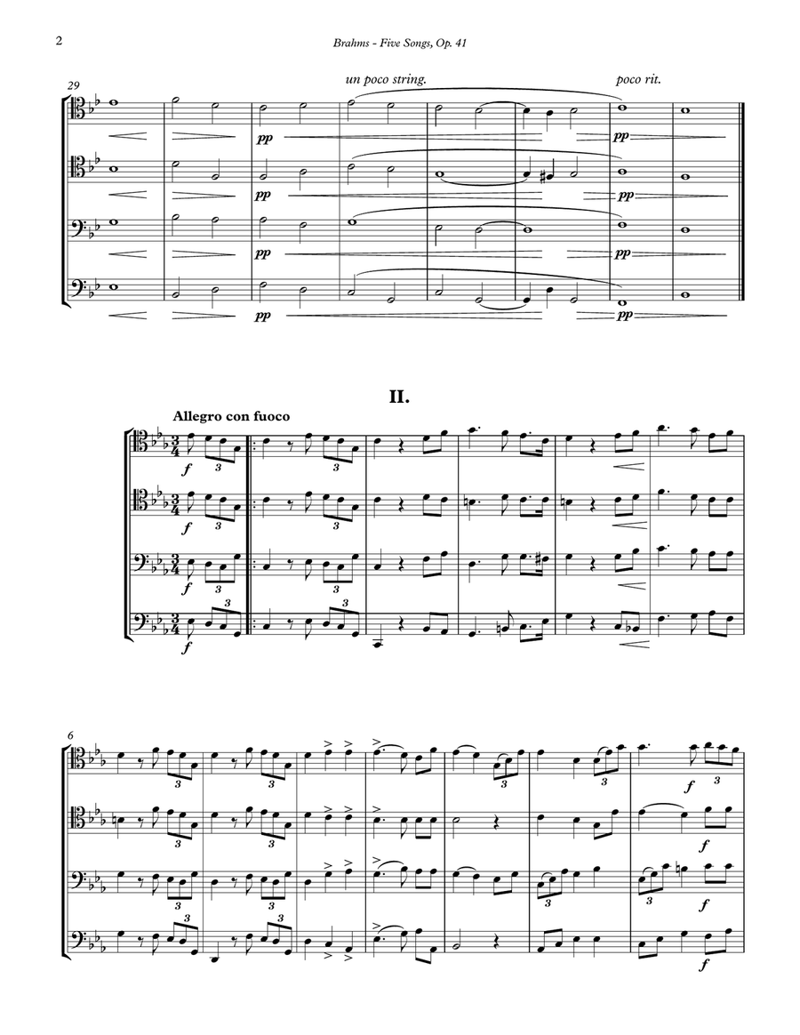 Five Songs, Op. 41 for 4-part Trombone Ensemble 4-Part scores gallery preview page 3