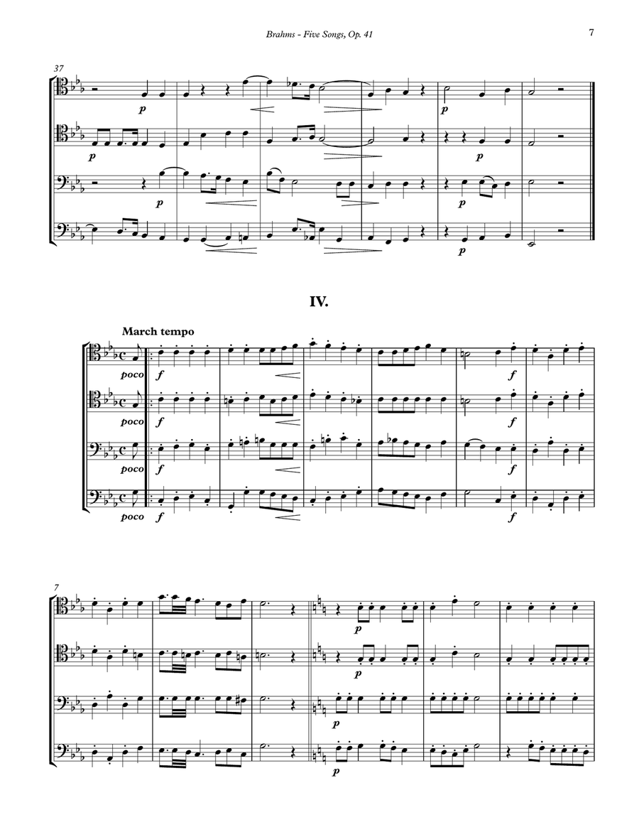 Five Songs, Op. 41 for 4-part Trombone Ensemble 4-Part scores gallery preview page 5