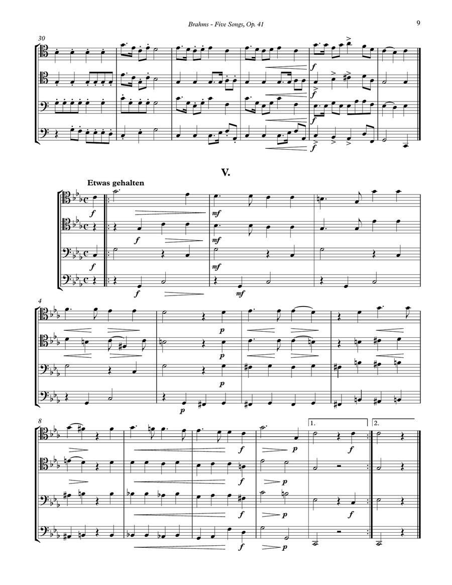 Five Songs, Op. 41 for 4-part Trombone Ensemble 4-Part scores gallery preview page 6