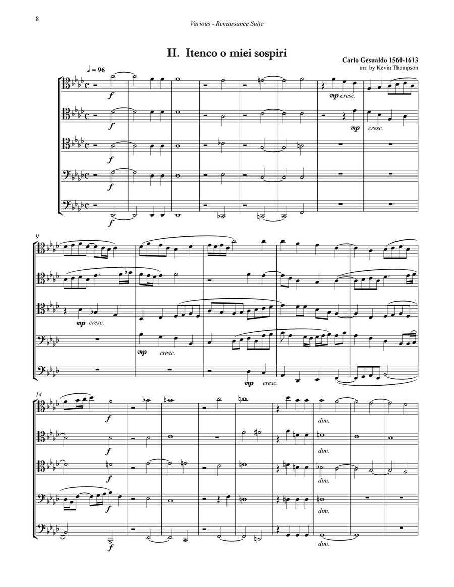 Renaissance Suite for Trombone Quintet Trombone scores gallery preview page 4