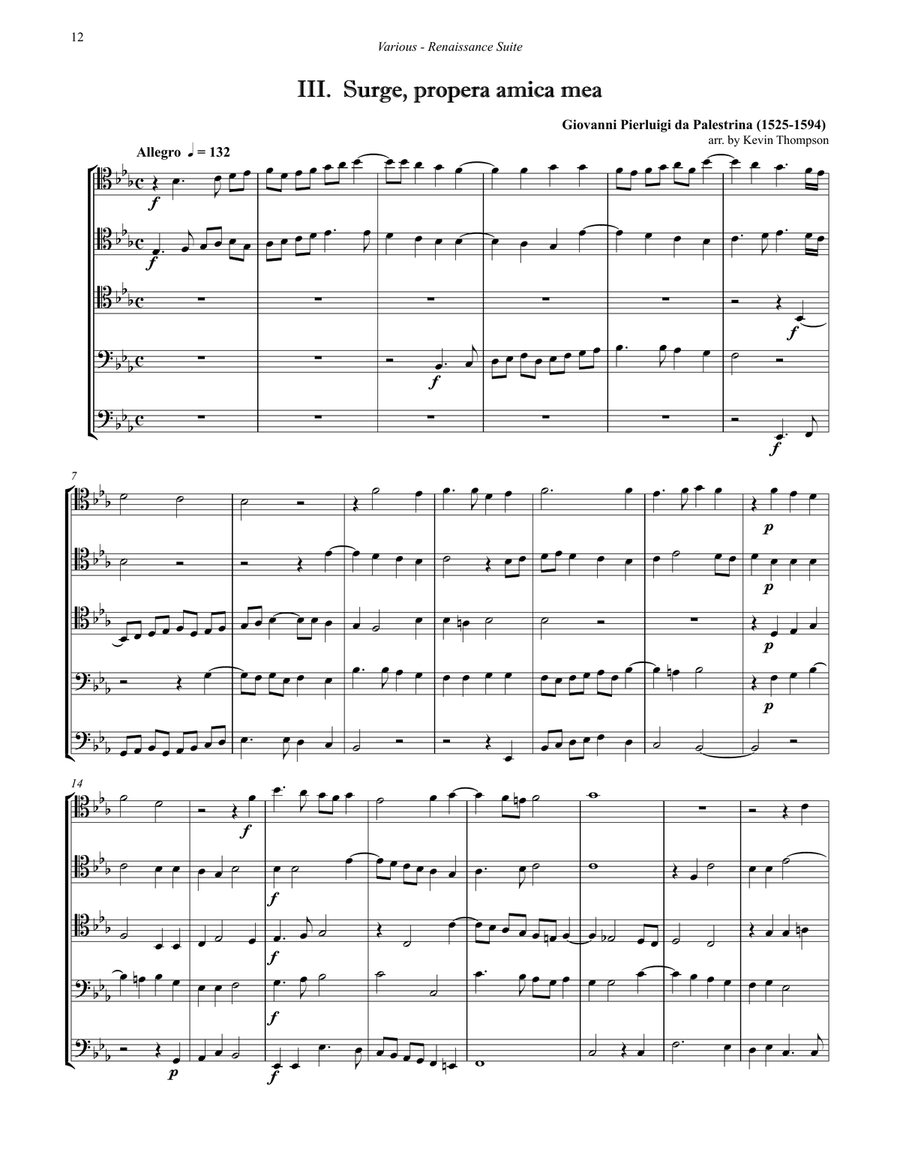 Renaissance Suite for Trombone Quintet Trombone scores gallery preview page 5