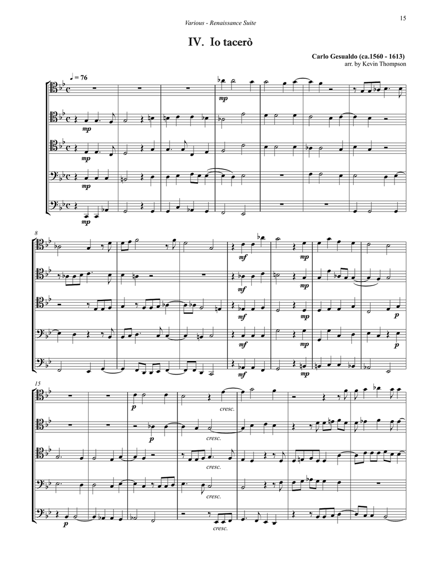 Renaissance Suite for Trombone Quintet Trombone scores gallery preview page 6