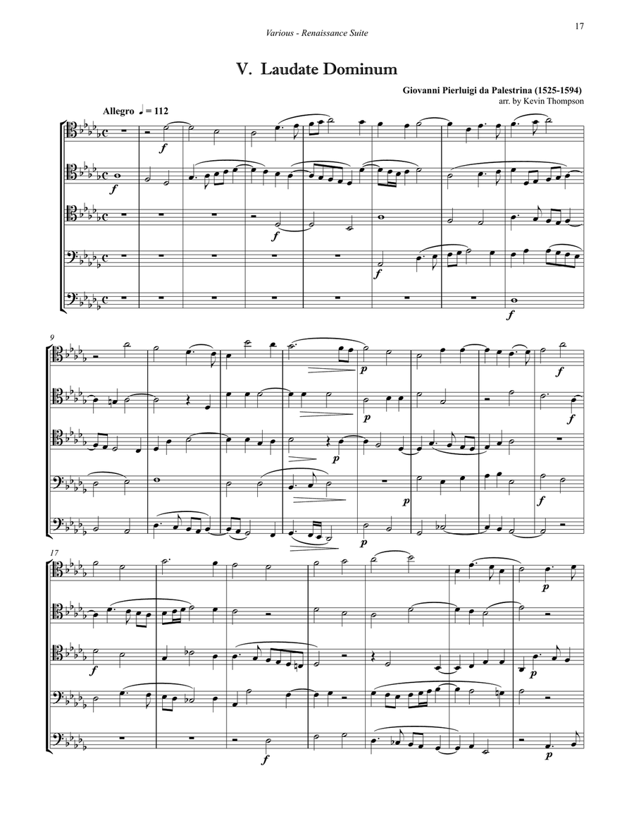 Renaissance Suite for Trombone Quintet Trombone scores gallery preview page 7