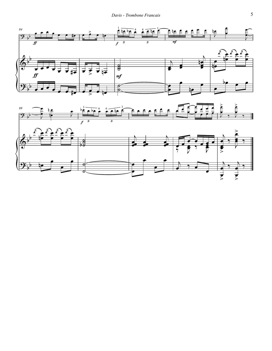 Trombone Francais for Trombone and Piano Piano Accompaniment scores gallery preview page 4