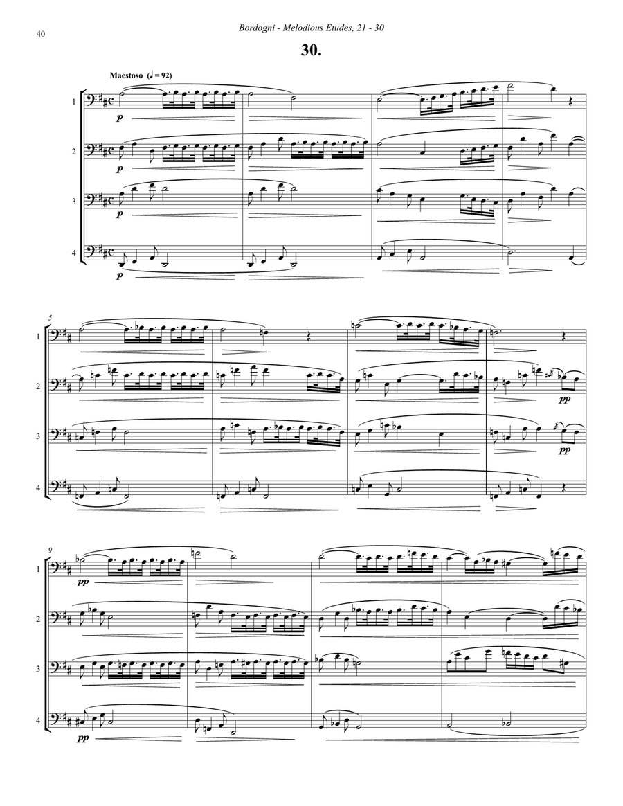 Melodious Etudes 21-30 for Trombone Quartet Trombone Quartet scores gallery preview page 4
