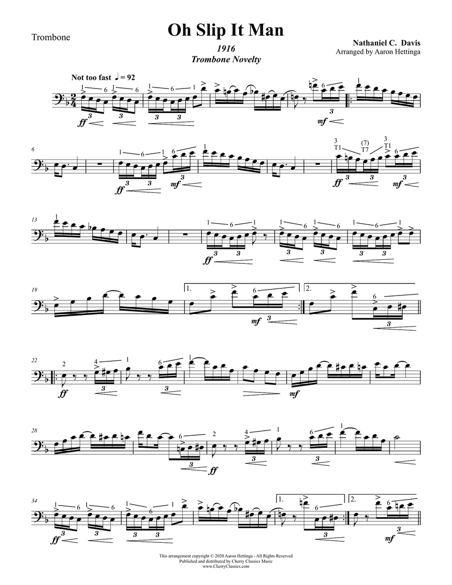 Oh Slip It Man, a Trombone Novelty with Piano accompaniment Piano Accompaniment scores gallery preview page 2
