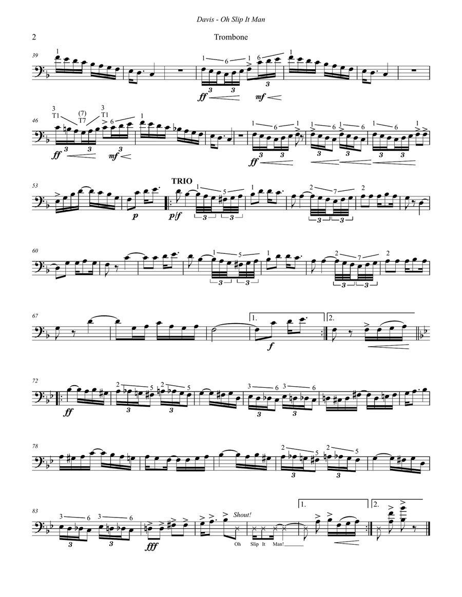 Oh Slip It Man, a Trombone Novelty with Piano accompaniment Piano Accompaniment scores gallery preview page 3