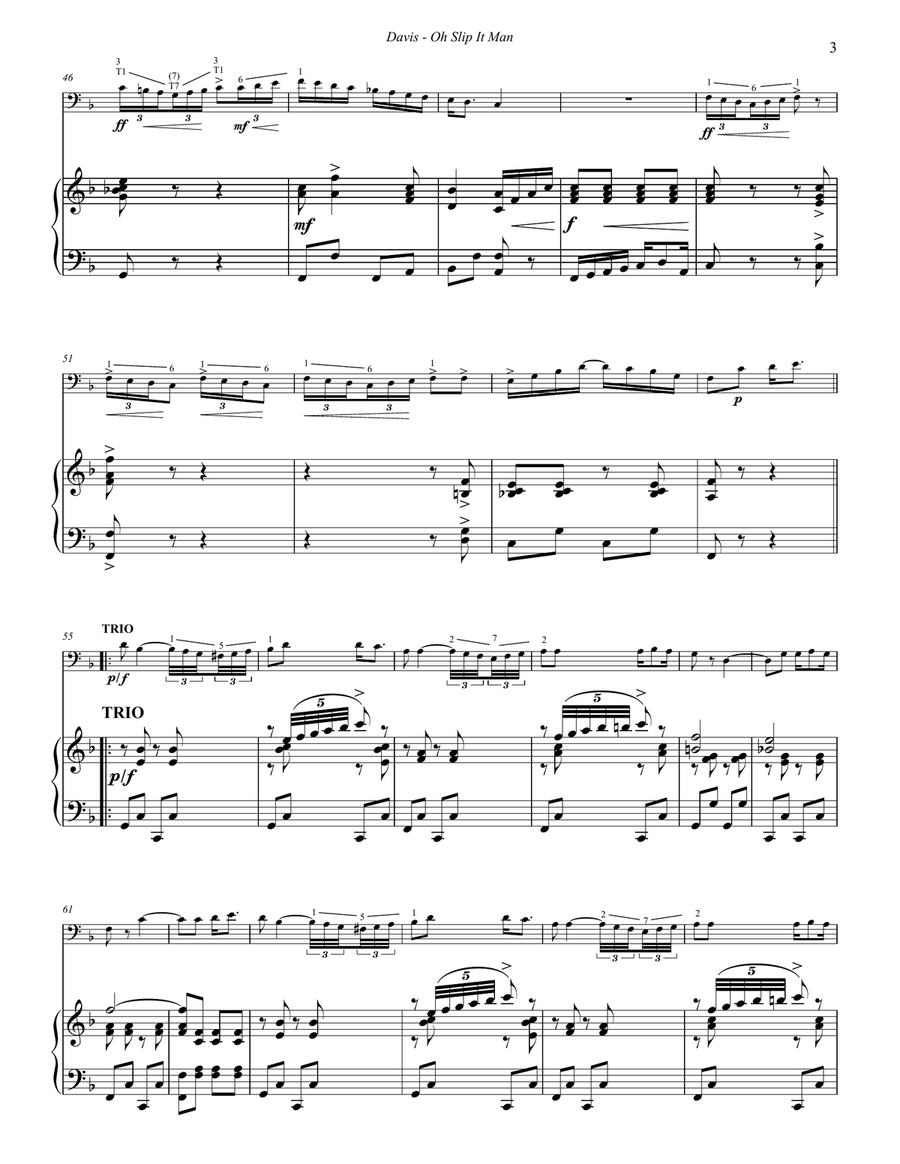 Oh Slip It Man, a Trombone Novelty with Piano accompaniment Piano Accompaniment scores gallery preview page 5