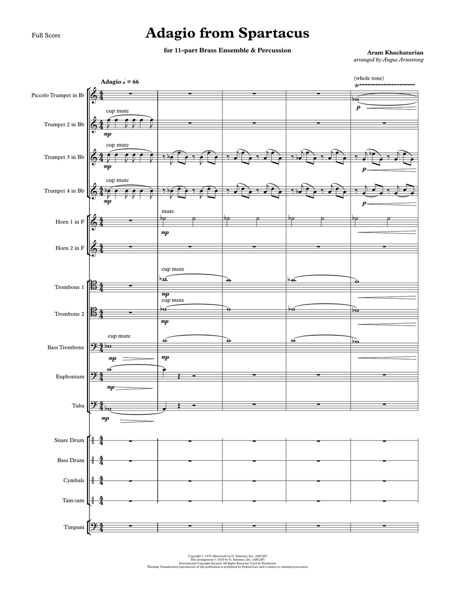 Adagio from Spartacus for Brass Ensemble & Percussion Percussion scores gallery preview page 2