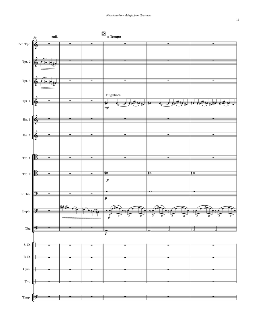 Adagio from Spartacus for Brass Ensemble & Percussion Percussion scores gallery preview page 4