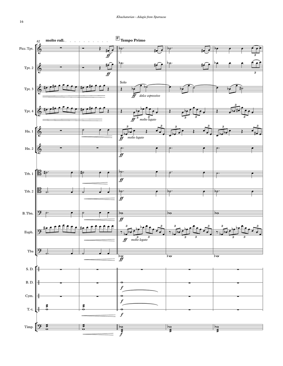 Adagio from Spartacus for Brass Ensemble & Percussion Percussion scores gallery preview page 5