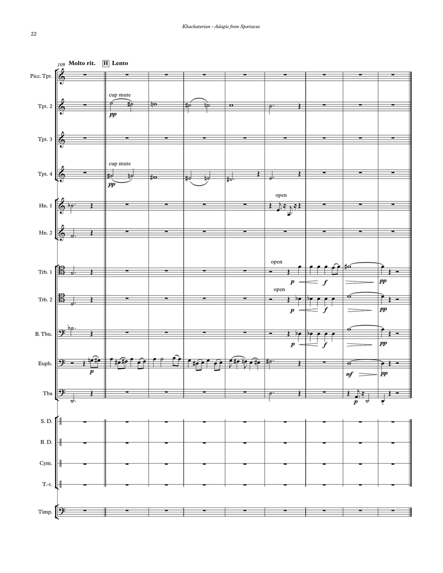Adagio from Spartacus for Brass Ensemble & Percussion Percussion scores gallery preview page 6